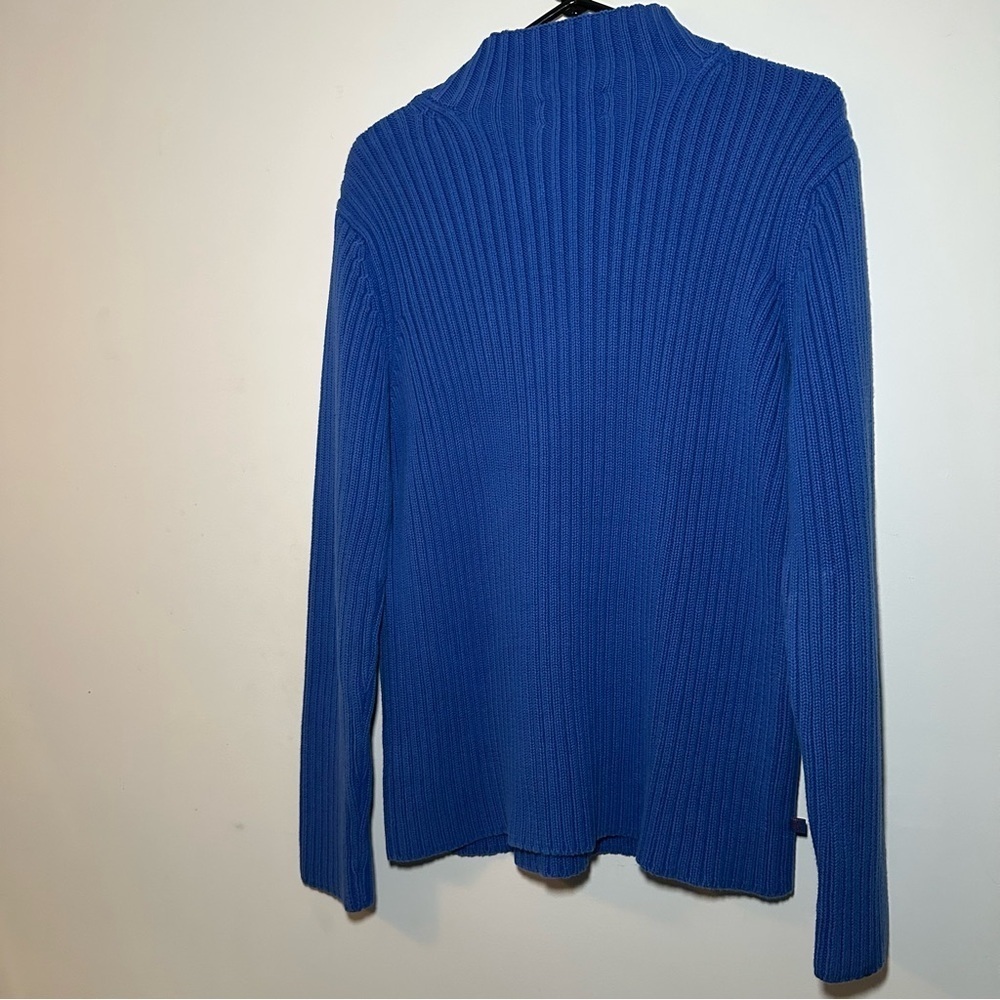 Lauren Ralph Lauren 100% Cotton Vibrant Blue Ribbed Turtleneck Sweater Size L - Picture 11 of 13